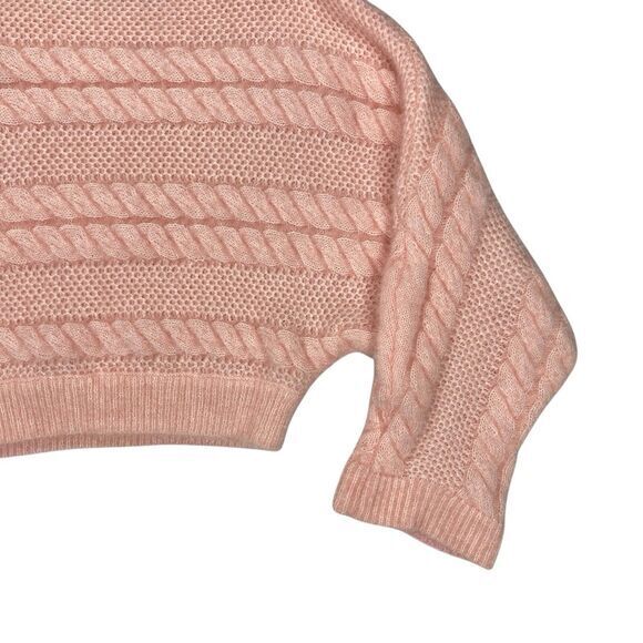 ASOS Crop Sweater Womens 6 Pink Chunky Cable Knit Crew Neck Oversize Winterwear - Picture 9 of 16